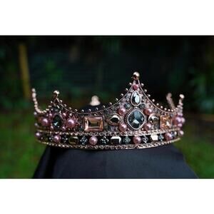 Kingly Vintage Bronze Crown Baroque Dark Birthday Wedding Gift Diadem unisex men